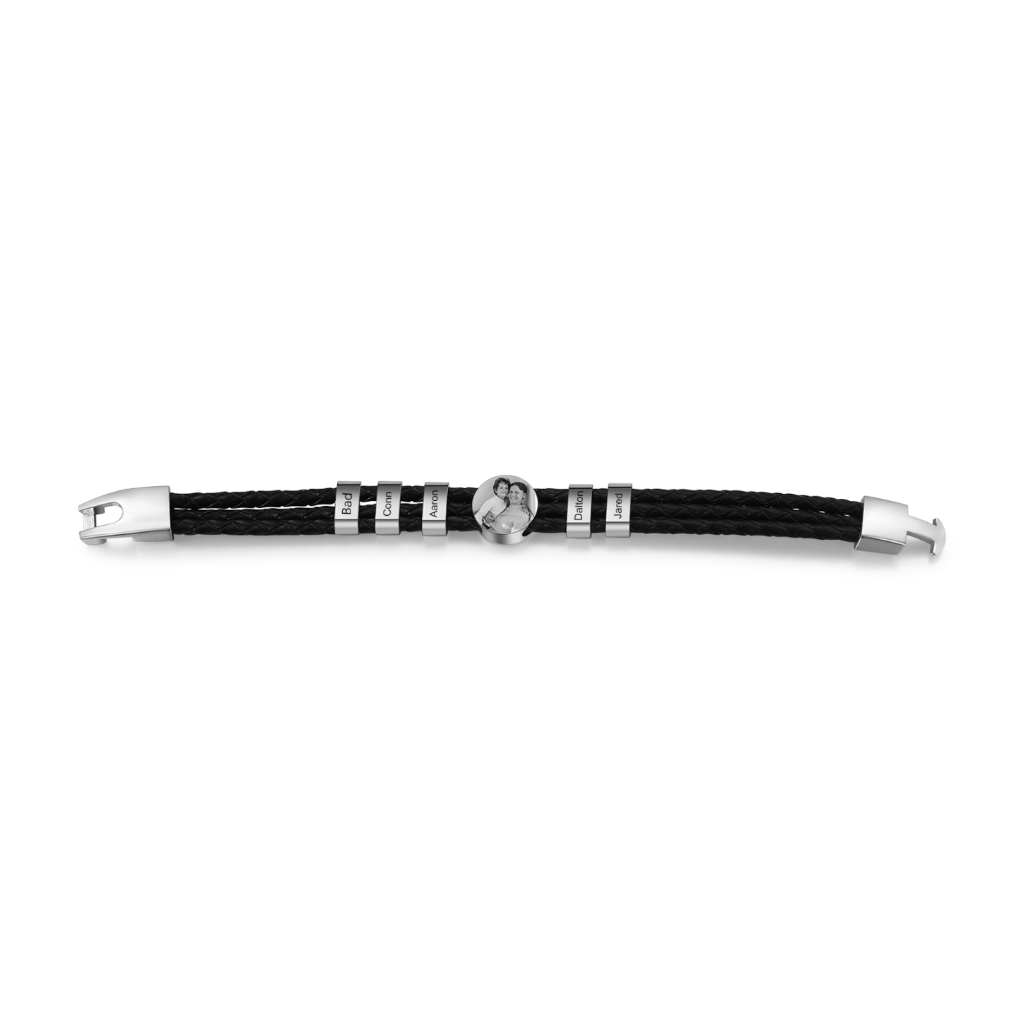 Bracelet en Cuir 5 Prénoms Personnalisés avec Photo pour Hommes