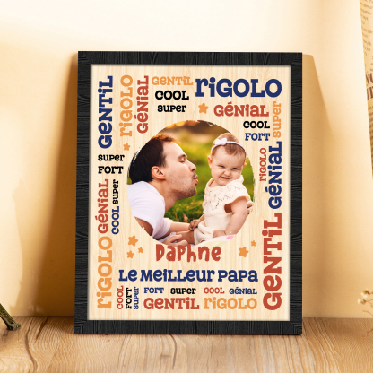 À Mon Papa-Cadre en Bois Prénom et Photo Personnalisés