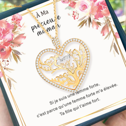 A ma maman - Collier Pendentif Arbre de vie Arbre généalogique 1 prénom
