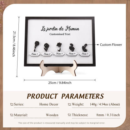 À ma Maman - Décoration en bois Fleurs 5 Prénoms Personnalisés avec Fleurs de naissance Ornement pour Famille