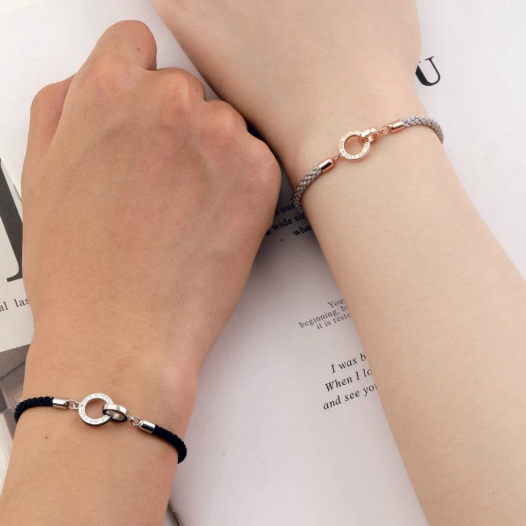 2PCS Bracelets 2 Prénoms Personnalisés Bracelet en Commun pour Couple｜Jessemade