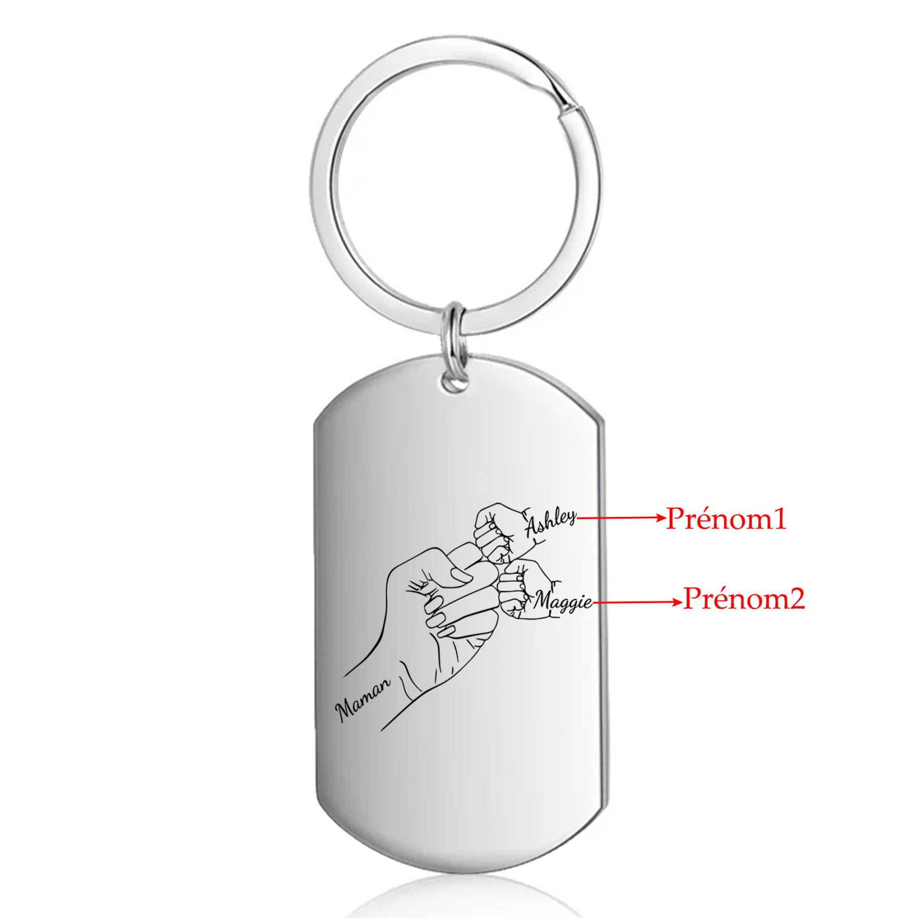 À Ma Maman - Porte-Clés Poings 1-4 Prénoms Personnalisés