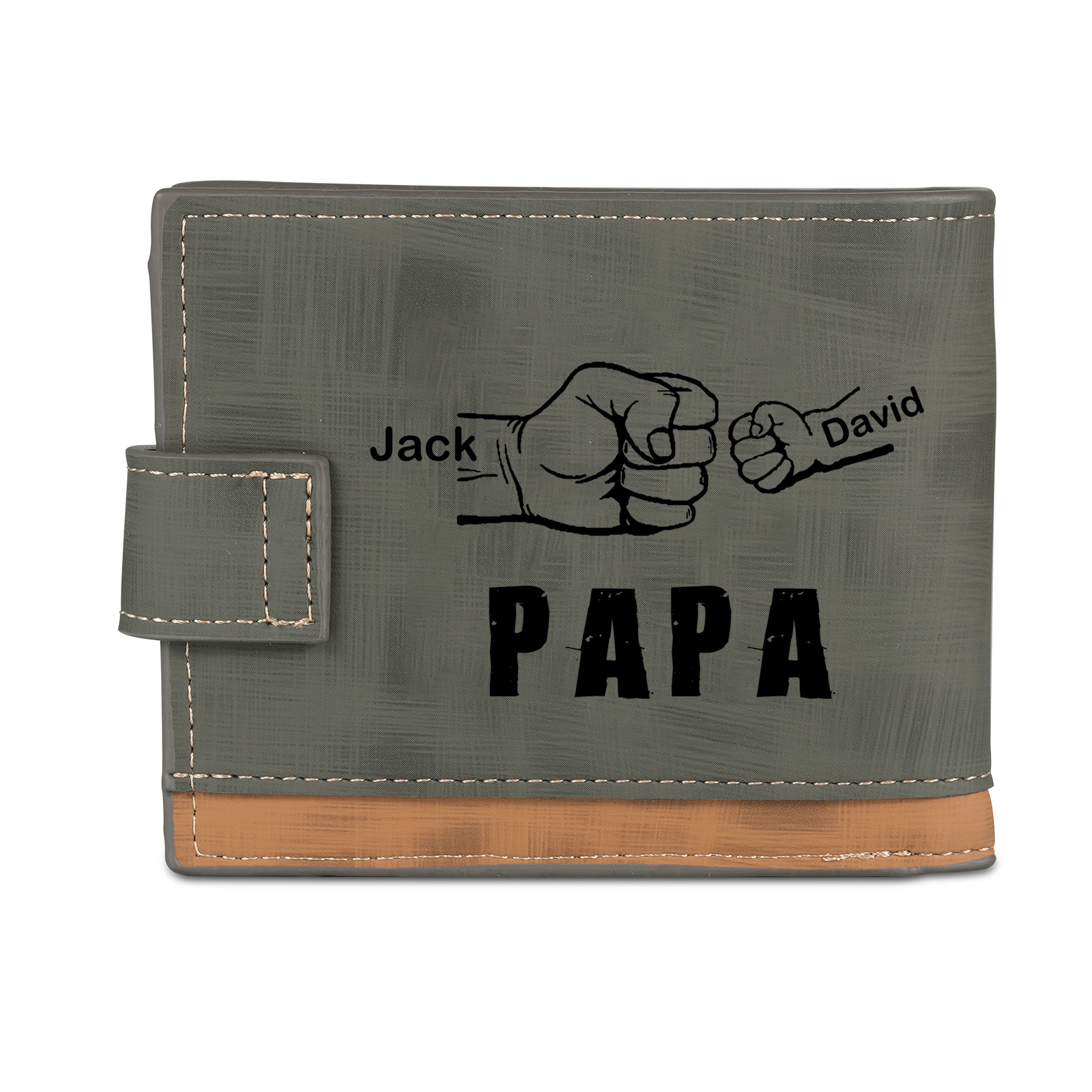 À mon Papa-Portefeuille Poings 2 Prénoms et 1 Photo Personnalisés Classique Homme Porte-Monnaie Carte