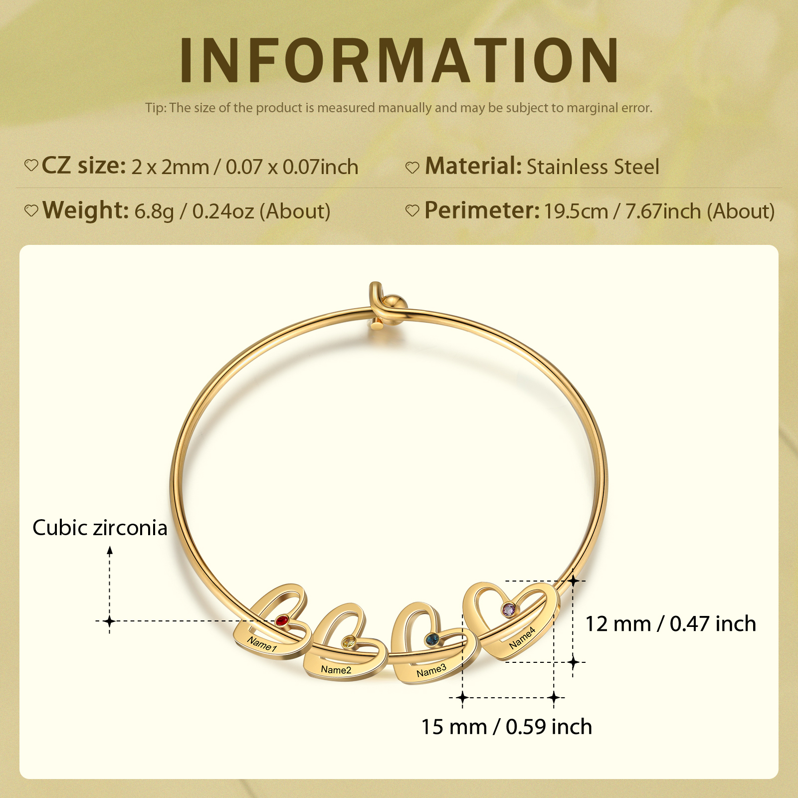 2PCS Coffret Cadeau À Maman - Collier Pendentif Arbre de vie Arbre et Bracelet Pierre Personnalisé avec 4 Prénoms et Pierres de Naissance | Jessemade