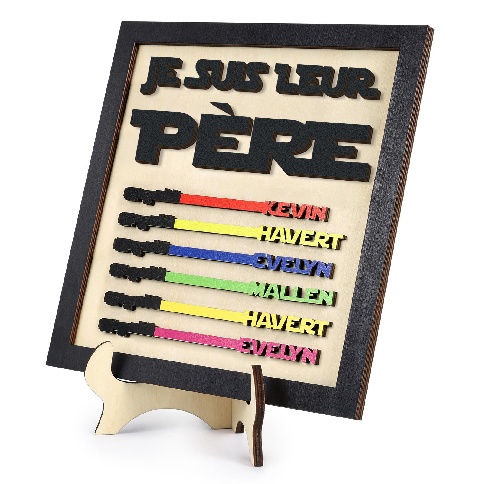 À mon Papa - Décoration en bois 6 Prénoms Personnalisés Ornement pour Père