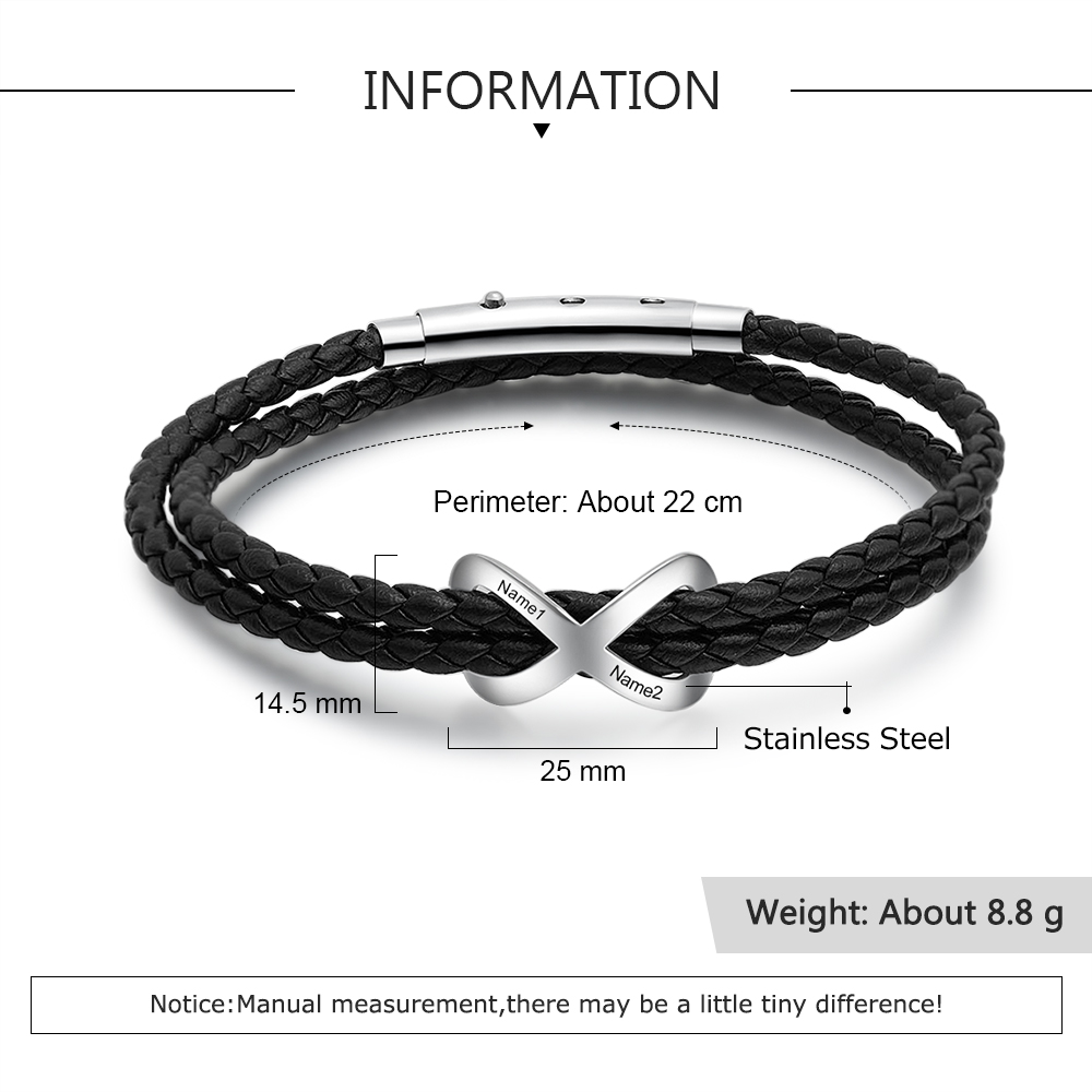 Bracelet Infini 2 Prénoms Personnalisés Bracelets pour couple｜Jessemade