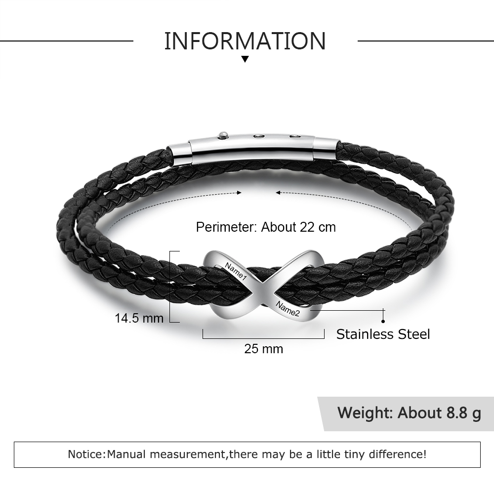 Bracelet Infini 2 Prénoms Personnalisés Bracelets pour couple｜Jessemade
