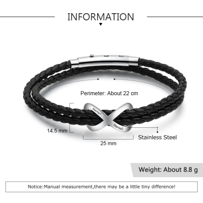 Bracelet Infini 2 Prénoms Personnalisés Bracelets pour couple｜Jessemade