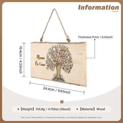 Décoration en bois Arbre de Vie 3-7 Prénoms Personnalisés avec Texte pour Famille Peinture Décorative