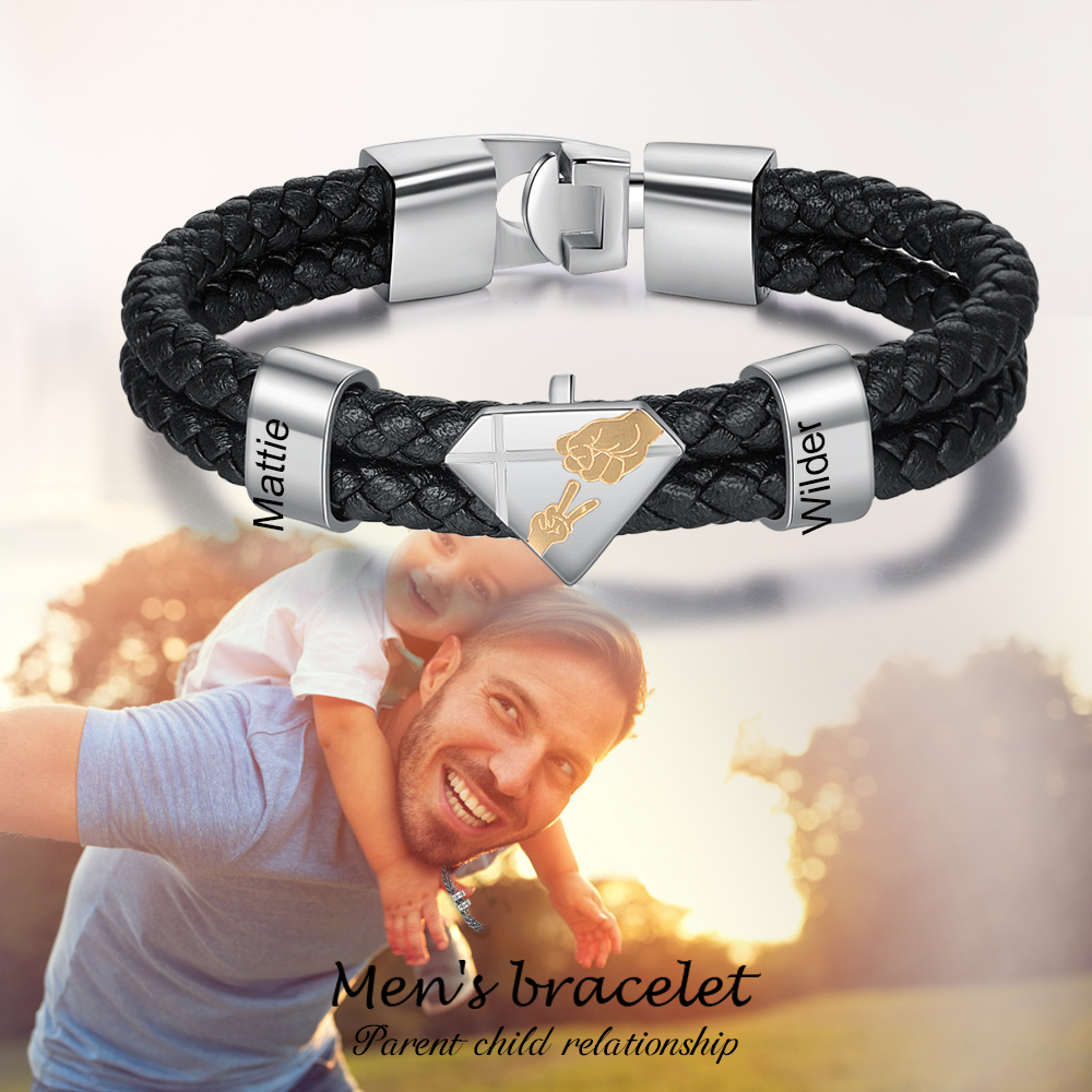 À mon Homme - Bracelet 2 Prénoms Personnalisés en Acier inoxydable