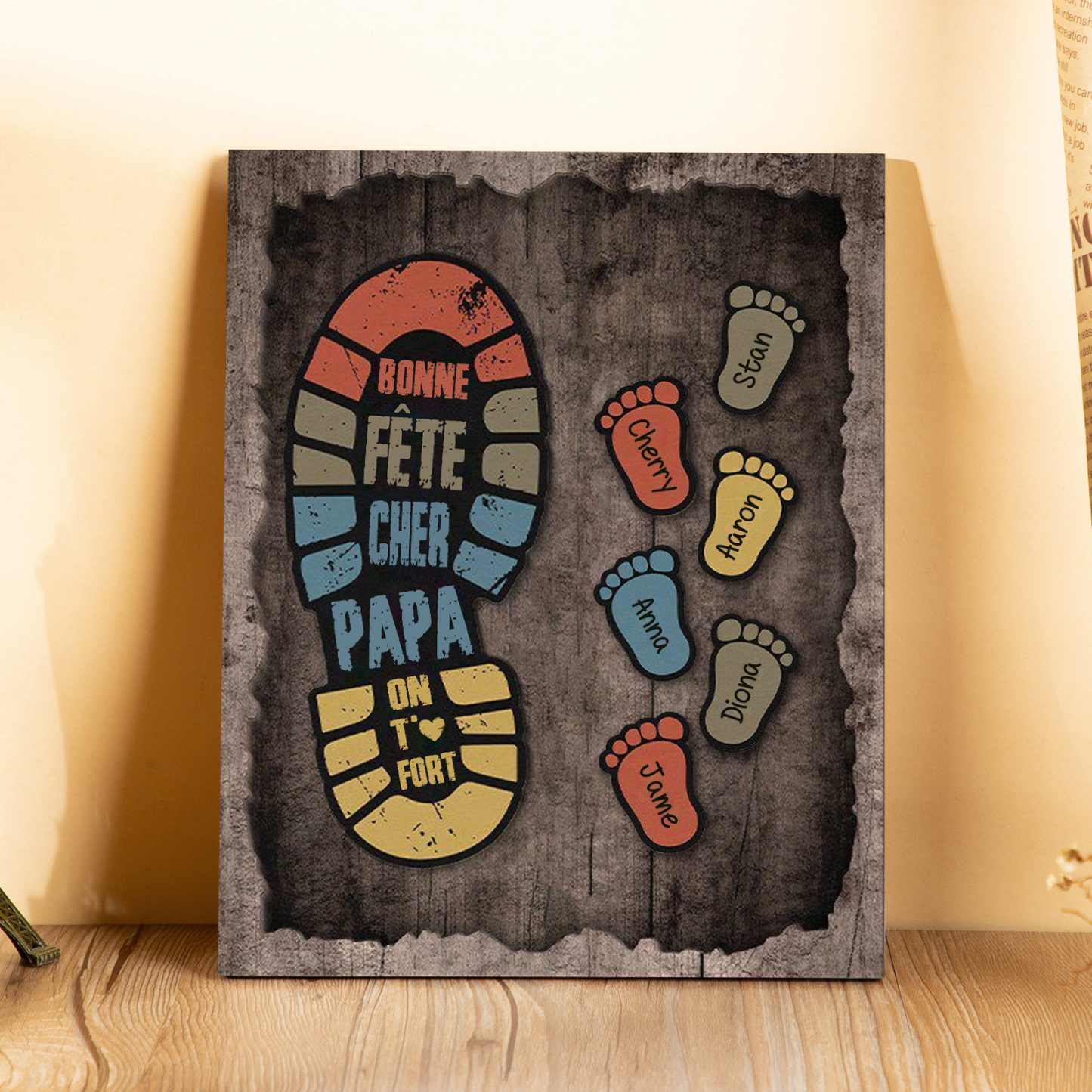 À Mon Papa-Cadre en Bois Pieds Bébé 6 Prénoms Personnalisés