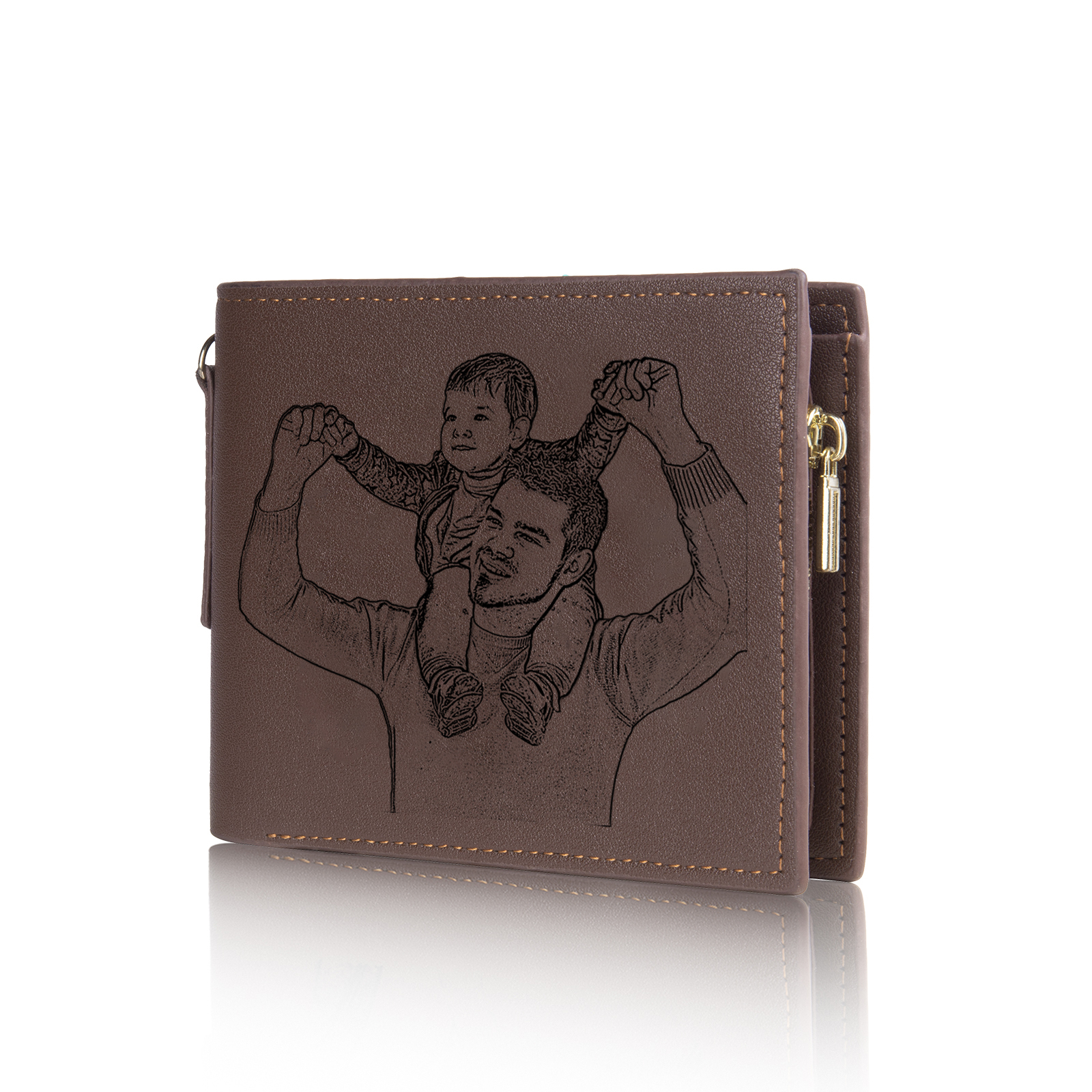 Portefeuille Classique avec chaîne Photo Personnalisée Porte-Monnaie Carte pour Hommes