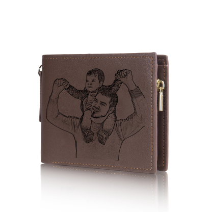Portefeuille Classique avec chaîne Photo Personnalisée Porte-Monnaie Carte pour Hommes
