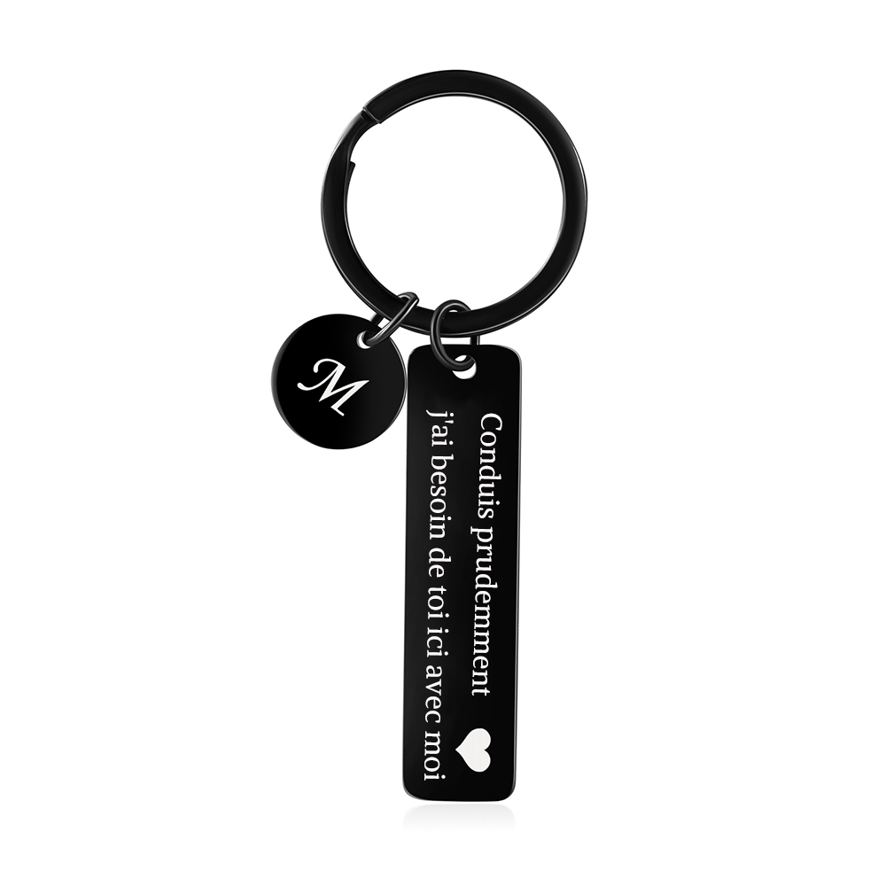 Jessemade FR À Mon Homme-Conduis prudemment - Porte-clés 1 Lettre Personnalisé Breloque