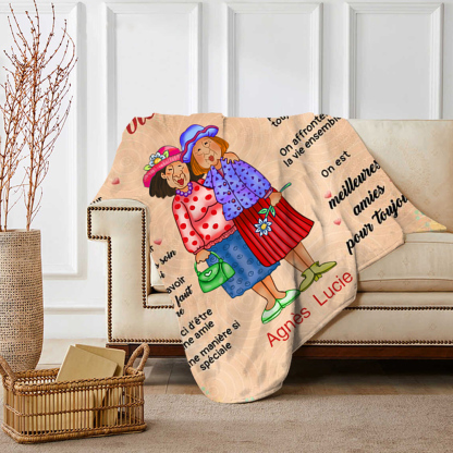 À ma Vieille Amie - Couverture Plaids Polaire 2 Prénoms Personnelisés