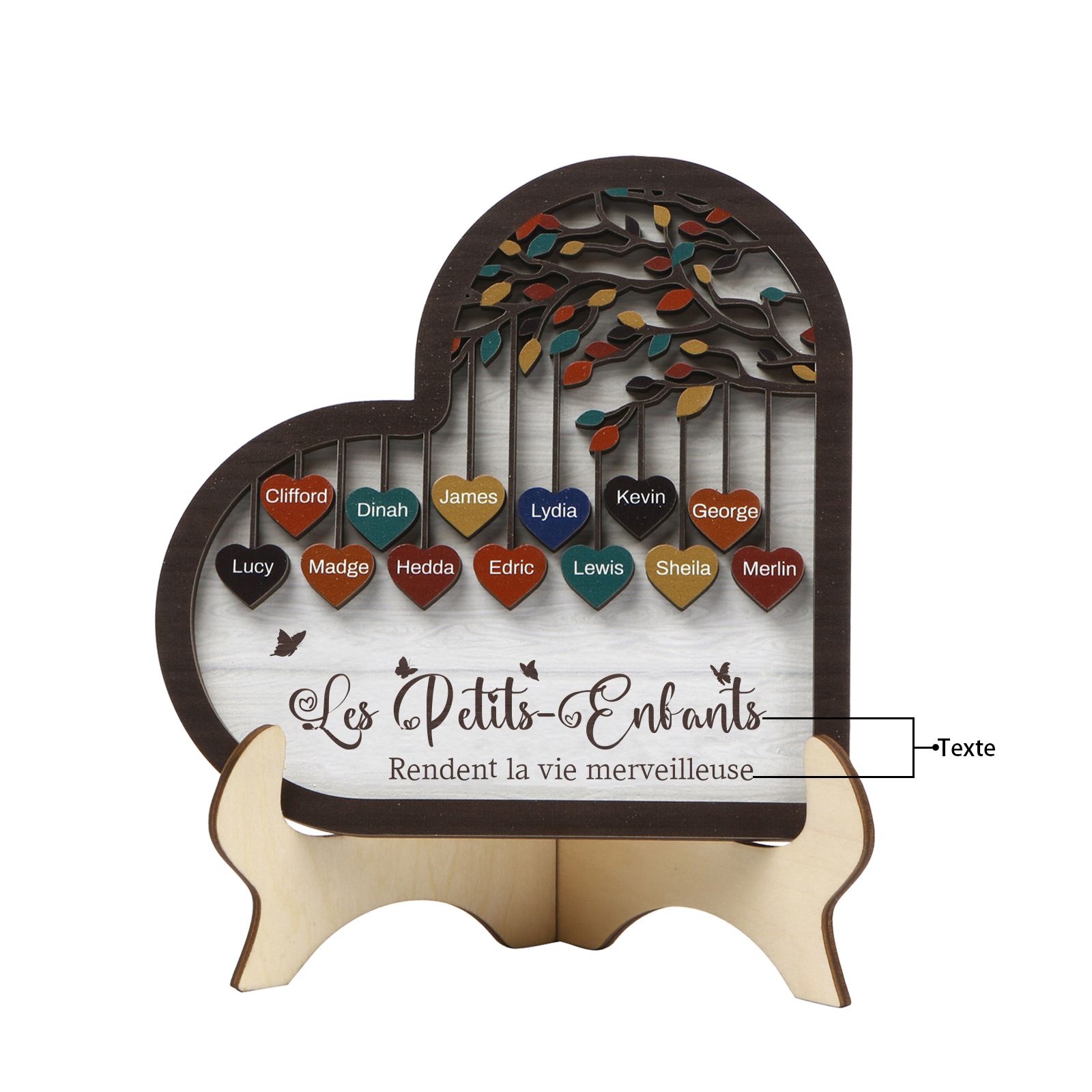 À Mamie Décoration en bois l'arbre des cœurs 13 Prénoms Personnalisés Ornement Famille Cadeau pour mamie | Jessemade