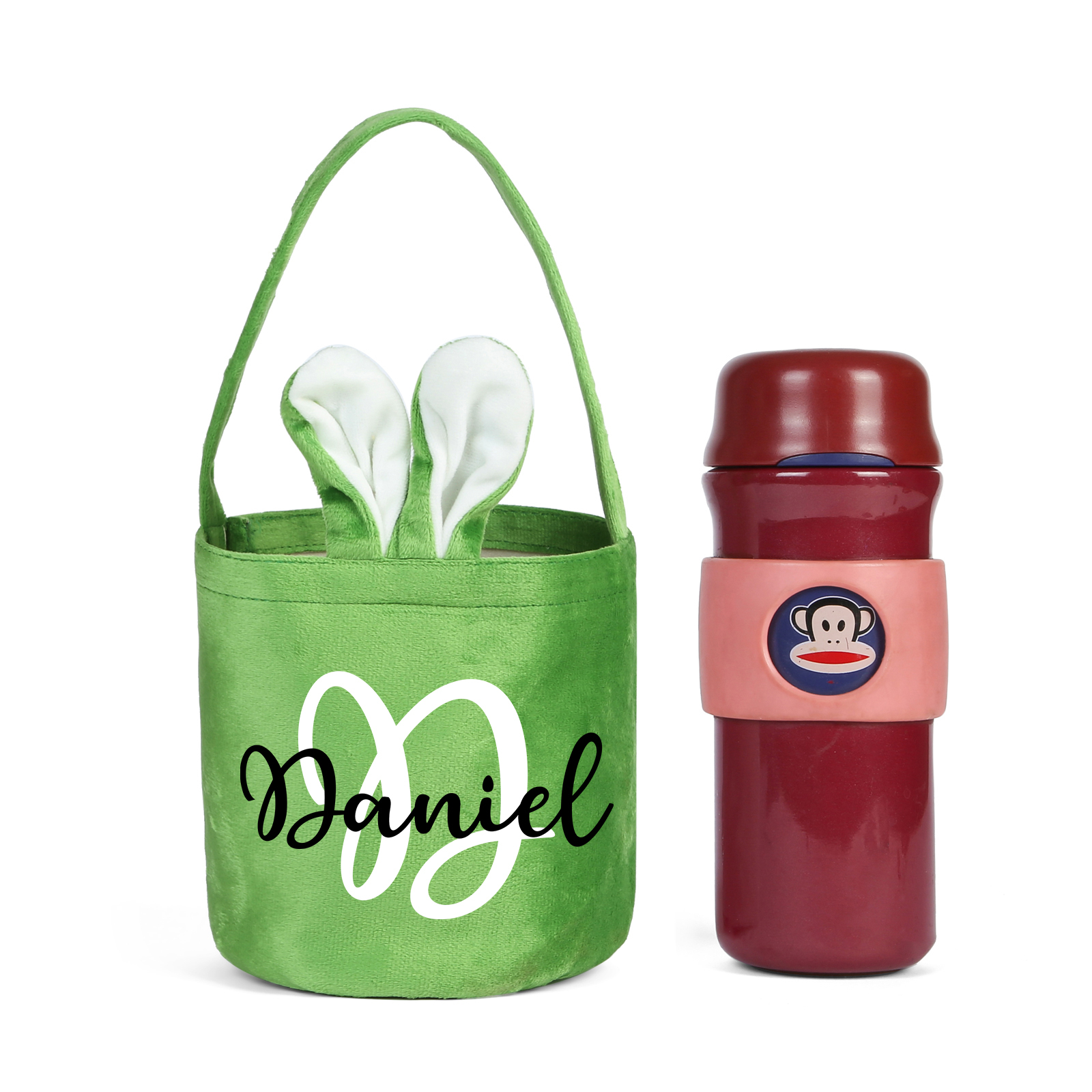 Sac de Pâques Lapin 1 Prénom et Lettre Personnalisés Tote Bag Enfant