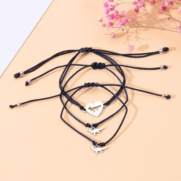 3PCS Ensemble de Bracelets Dinosaure et Cœur- Cadeau Rentrée Scolaire