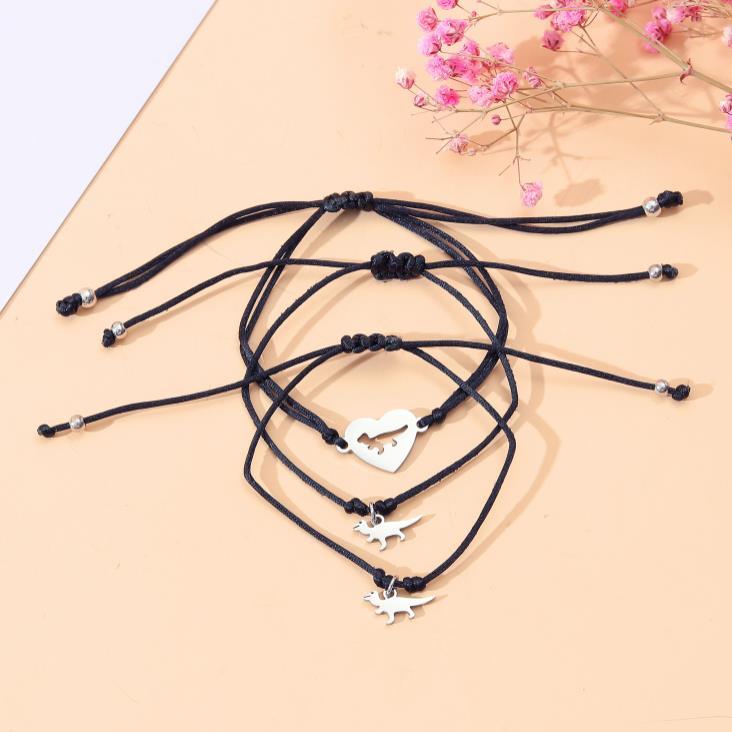 3PCS Ensemble de Bracelets Dinosaure et Cœur- Cadeau Rentrée Scolaire