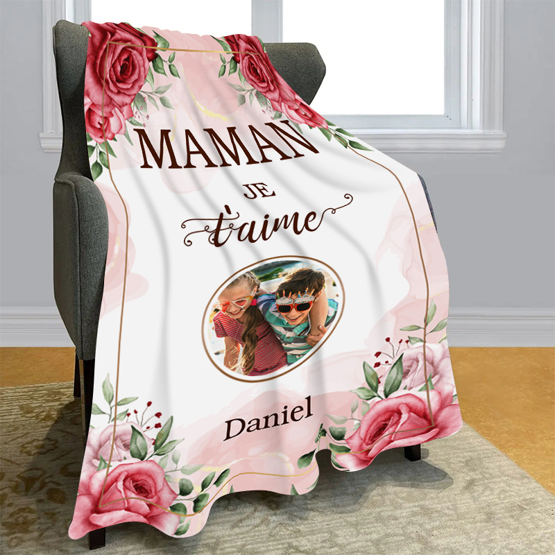 À ma Maman - Couverture Plaids Polaire 1 Prénom et Photo Personnalisés