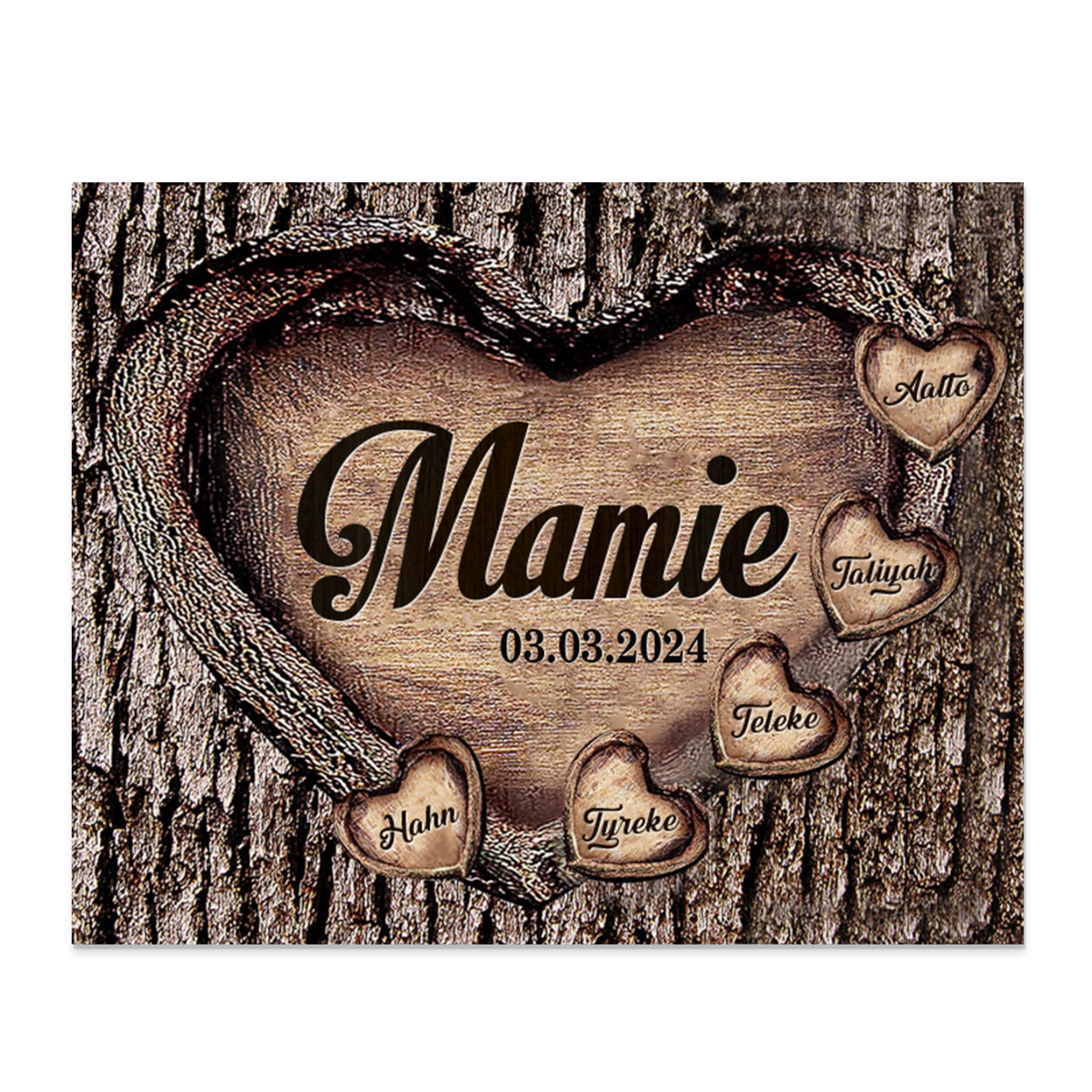 À Papi/Mamie - Cadre en Bois 5 Prénoms Personnalisés avec Texte et Date Cadeau pour Famille