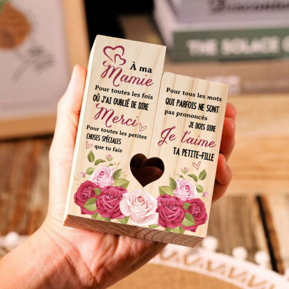 À Ma Mamie - Bougeoir en Bois sans bougie cadeau de Petite-Fille pour Mamie