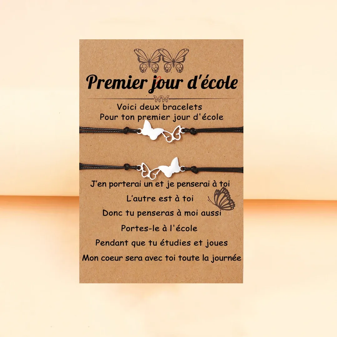 2PCS Ensemble de Bracelets Papillon Bracelet en Commun Cadeau Rentrée Scolaire Premier jour d’école｜Jessemade