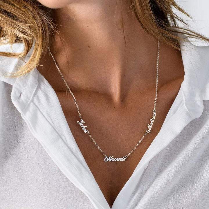 Collier Argent 5 Prénoms Personnalisés Pour Elle