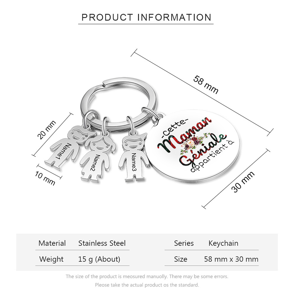 À Ma Maman - 1-5 Noms Porte-Clés Personnalisés Avec Breloques Enfants