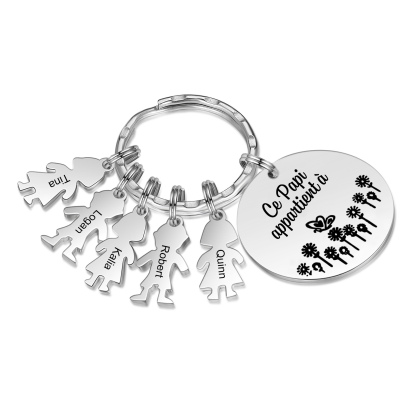 À Mon Papi - 1-5 Noms Porte-Clés Personnalisés Avec Breloques Enfants