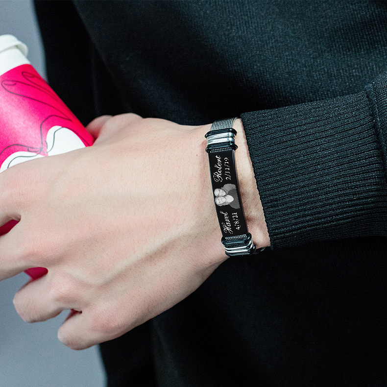 Bracelet Photo Personnalisé avec 2 Prénoms et 2 date