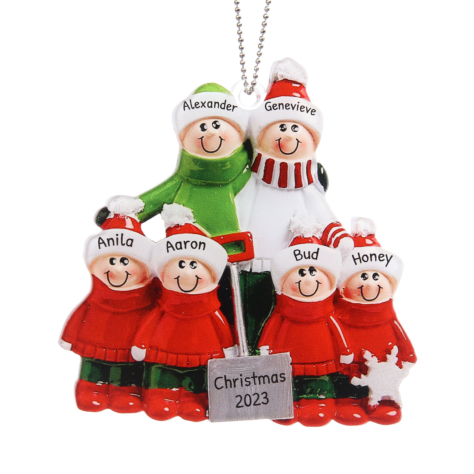 3-6 Noms Ornements de Noël Poupée Acrylique Personnalisés avec Texte