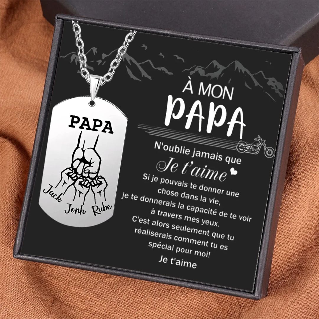 À mon Papa - Collier Personnalisé avec 3 Prénoms et 1 Photo｜Jessemade