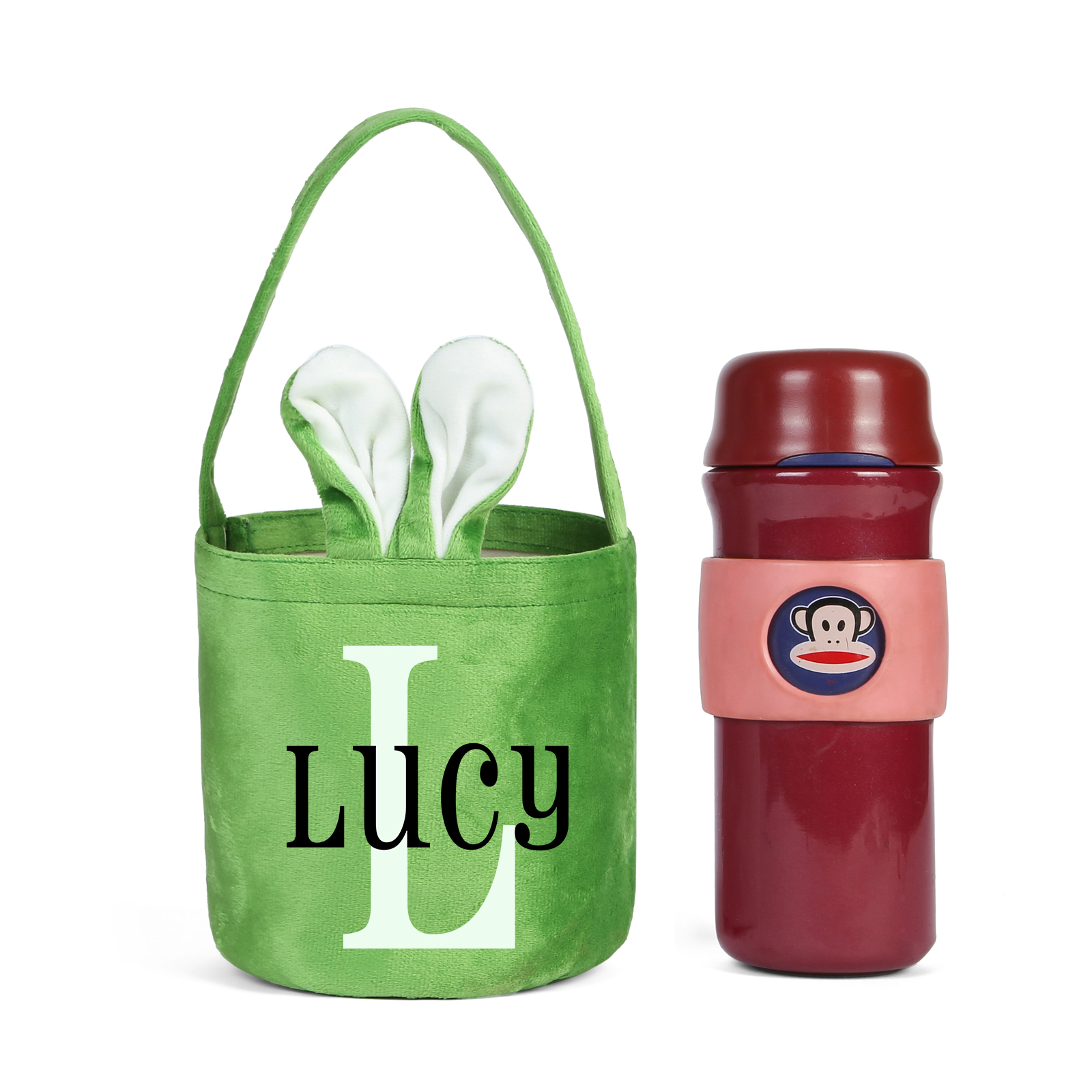 Sac de Pâques Lapin 1 Prénom et Lettre Personnalisés Tote Bag Enfant