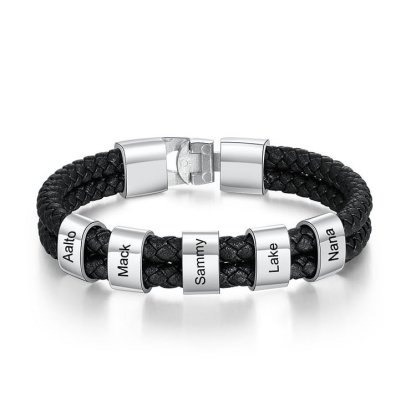 À mon Papa - 1-8 Noms Bracelet Cuir tressé Personnalisé Bracelet Homme