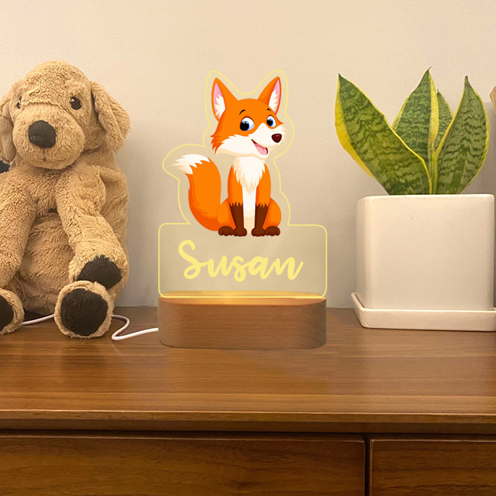 Lampe de chevet 27 animaux Prénom personnalisé LED Lumières 