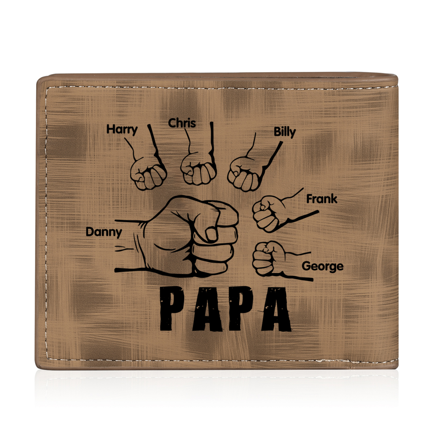 À mon Papa - Portefeuille Poings 6 Prénoms Personnalisés avec Photo Classique Homme Porte-Monnaie Carte