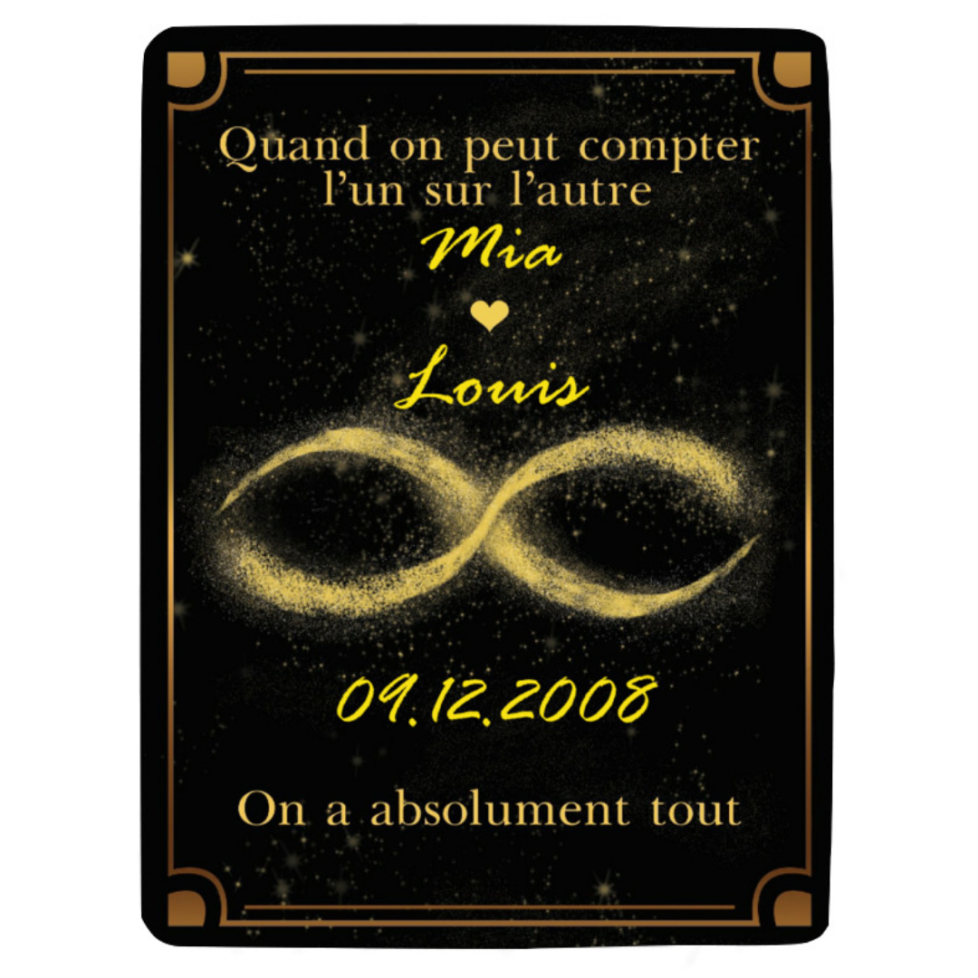 Jessemade FR Couverture plaids polaire amour 2 Prénoms Personnalisé avec date
