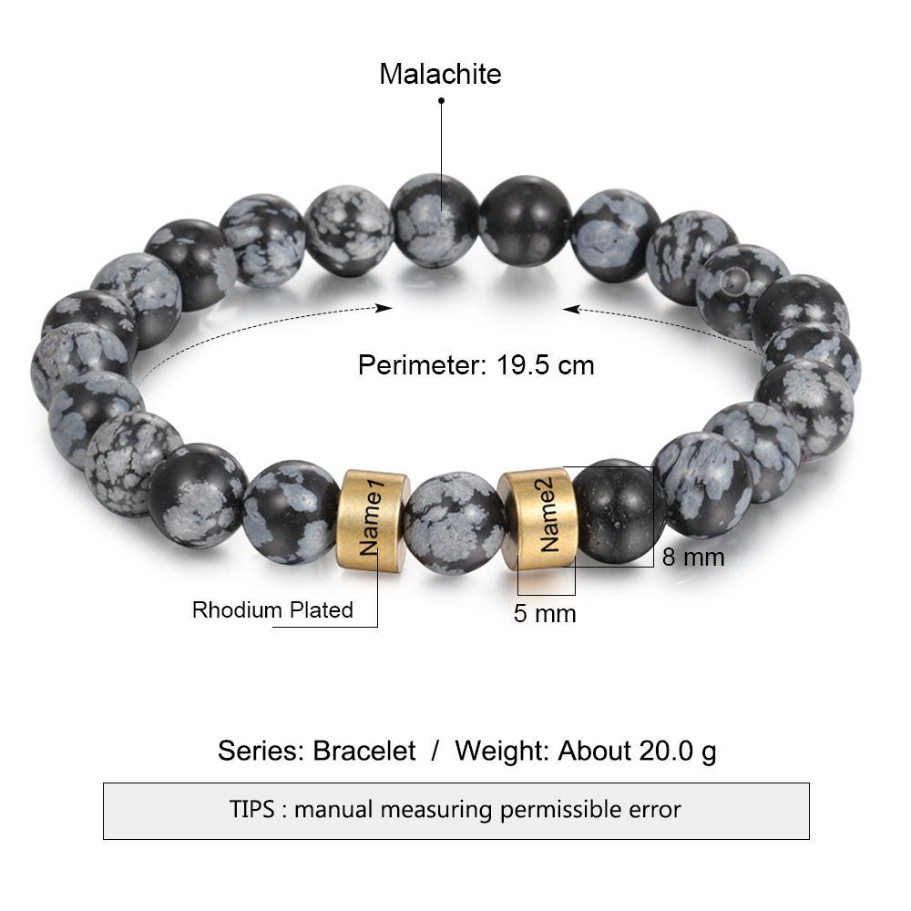 Bracelet 2 Prénom Personnalisé Labradorite Gris Bracelet Homme