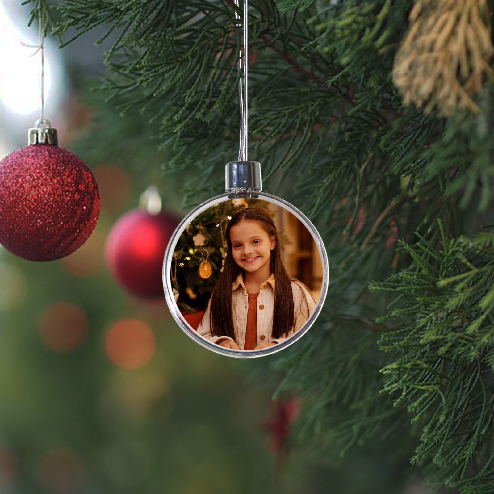 Décoration Sapin Noël Boule avec 1 Photo Personnalisés pour Famille boule de noël | Jessemade