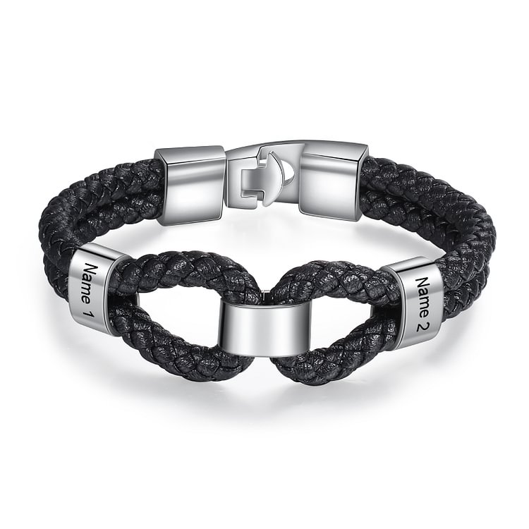 À mon Papa - 1-7 Noms Bracelet Cuir tressé Personnalisés Homme