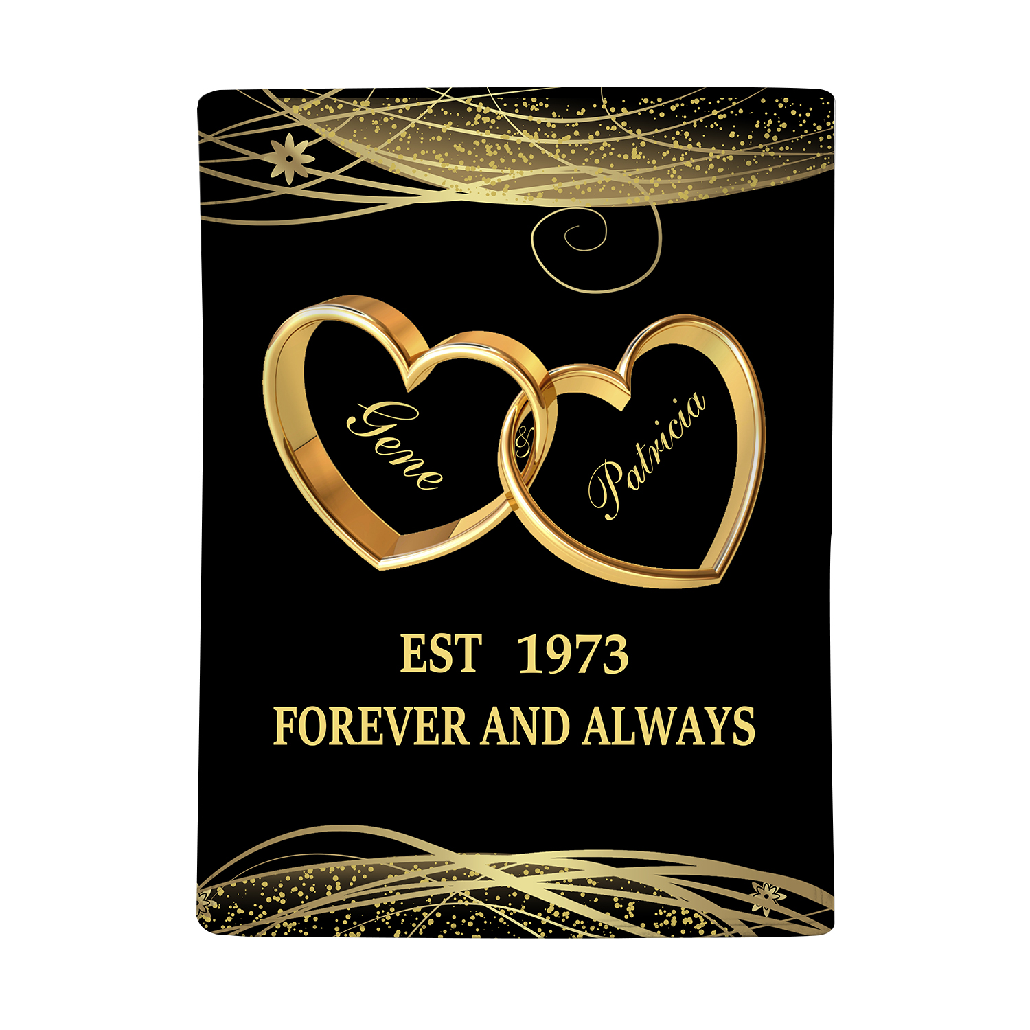 Plaid Personnalisé avec 2 Prénoms et Date et Texte Couverture Coeur en Flanelle pour Couple | Jessemade