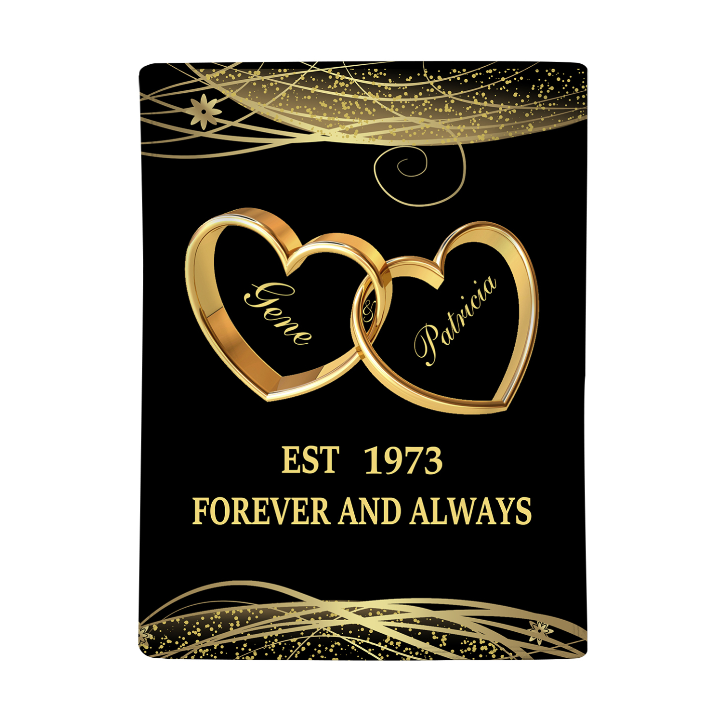 Plaid Personnalisé avec 2 Prénoms et Date et Texte Couverture Coeur en Flanelle pour Couple | Jessemade