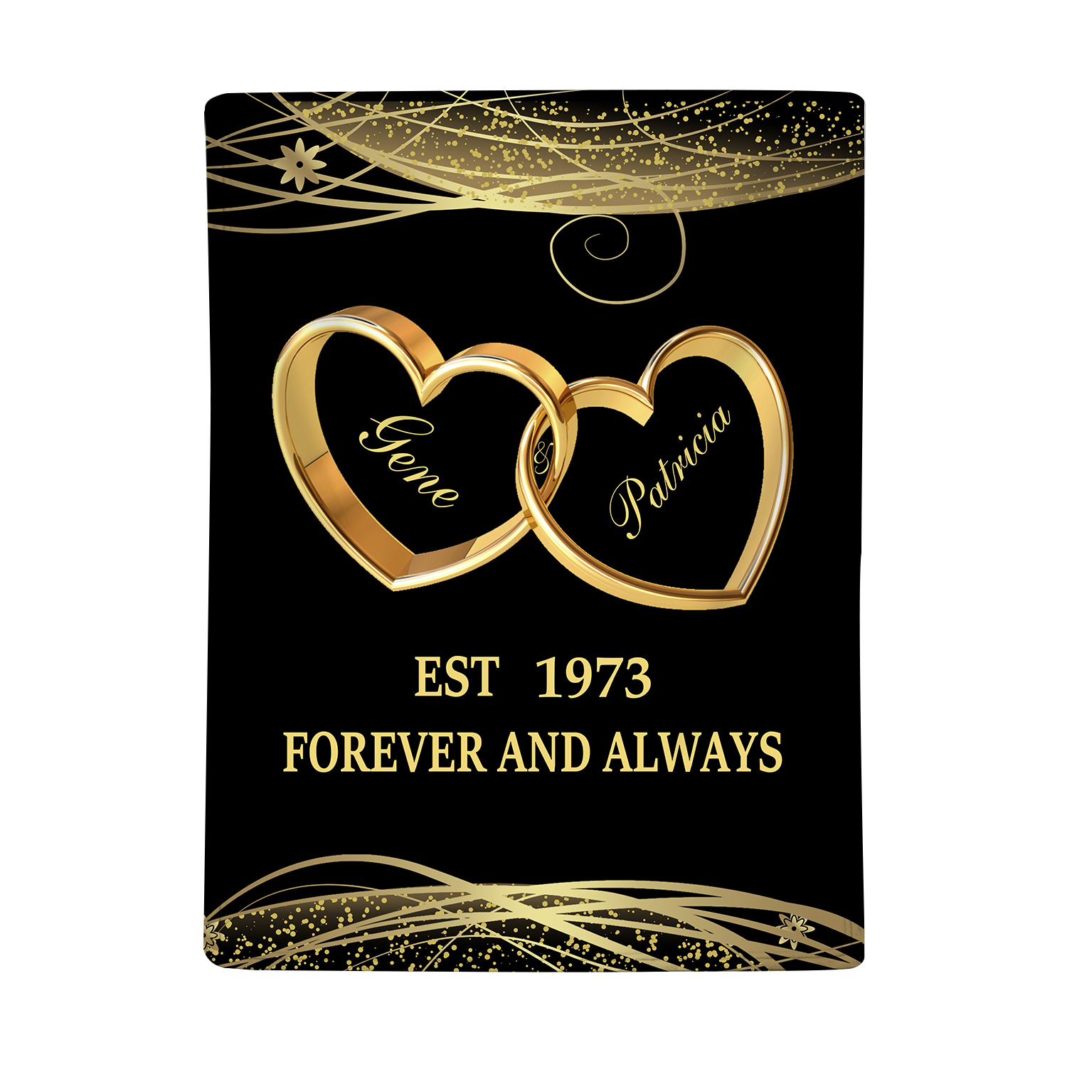 Plaid Personnalisé avec 2 Prénoms et Date et Texte Couverture Coeur en Flanelle pour Couple | Jessemade