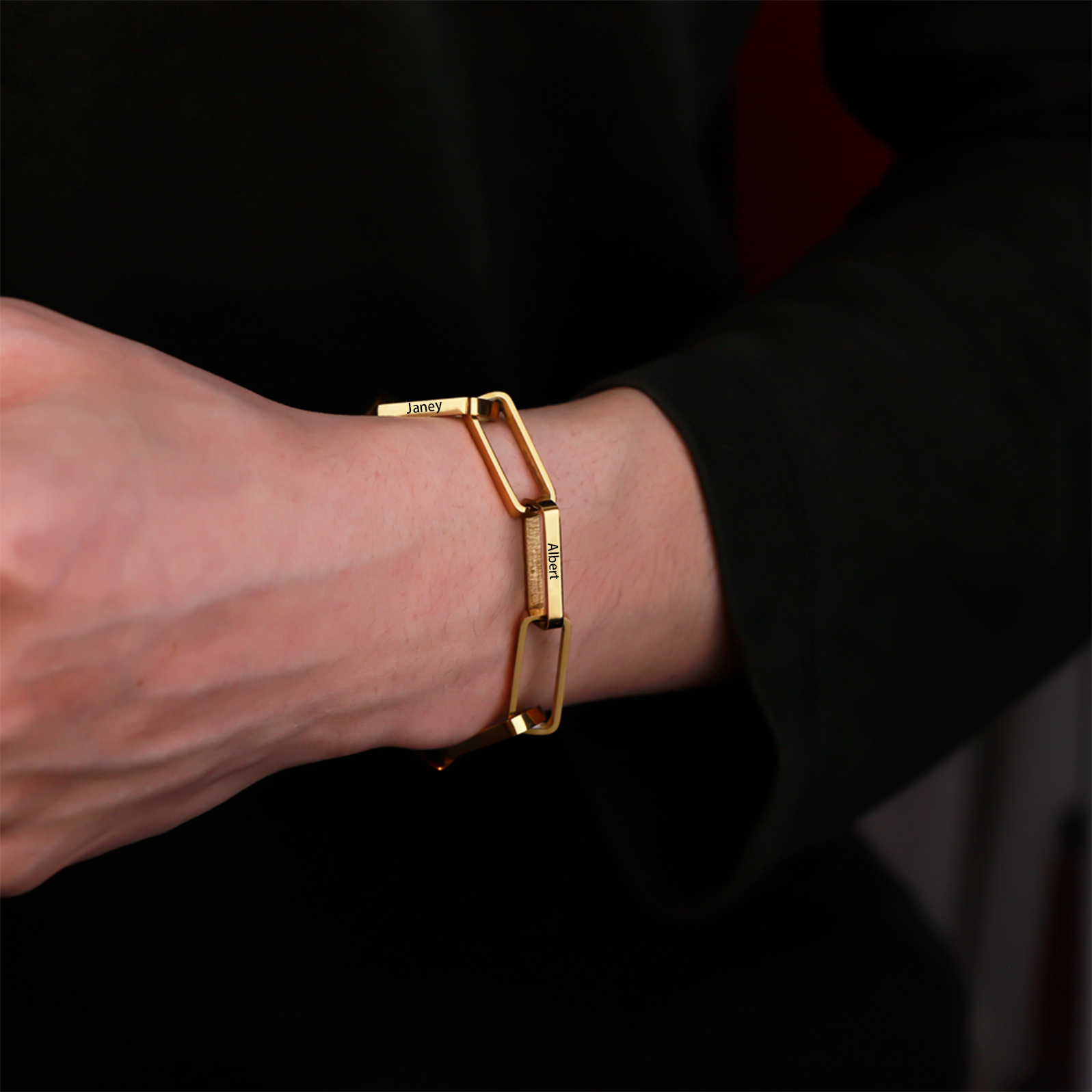 Bracelet chaîne maillons 2 Prénoms Personnalisés pour Hommes