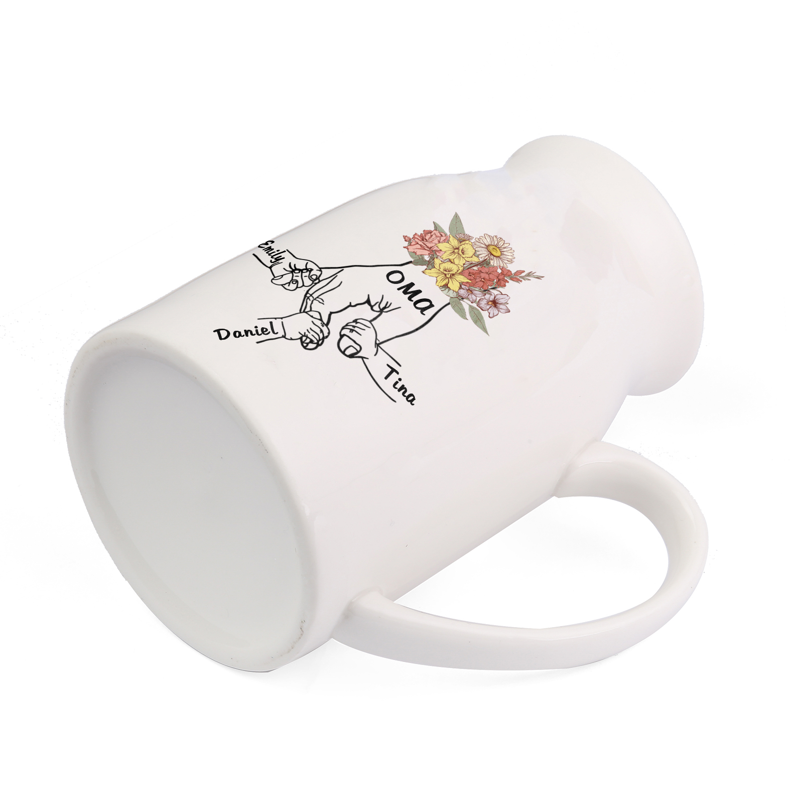 Vase à Fleurs la main dans la main 3 Prénoms Personnalisés avec Texte Décoration de la Maison