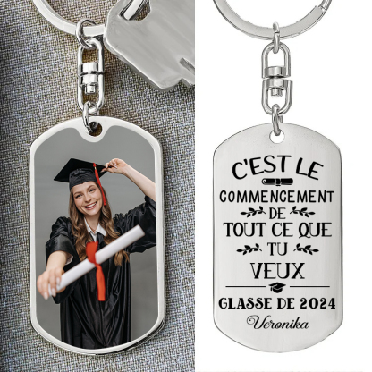 Diplômé 2024 Porte-Clés 1 Prénom et Photo Personnalisé  Cadeau pour fêter un Diplômé 
