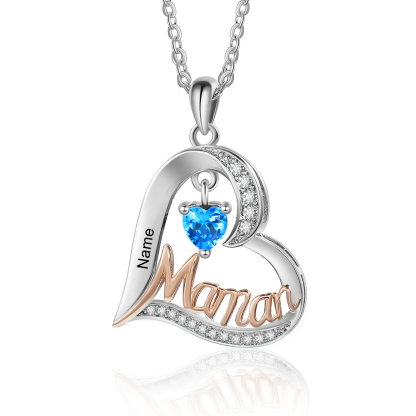 3PCS Coffret Cadeau - Portefeuille, Collier Coeur et Carte Personnalisés avec Prénom et Dessin Enfant et Pierre de Naissance | Jessemade