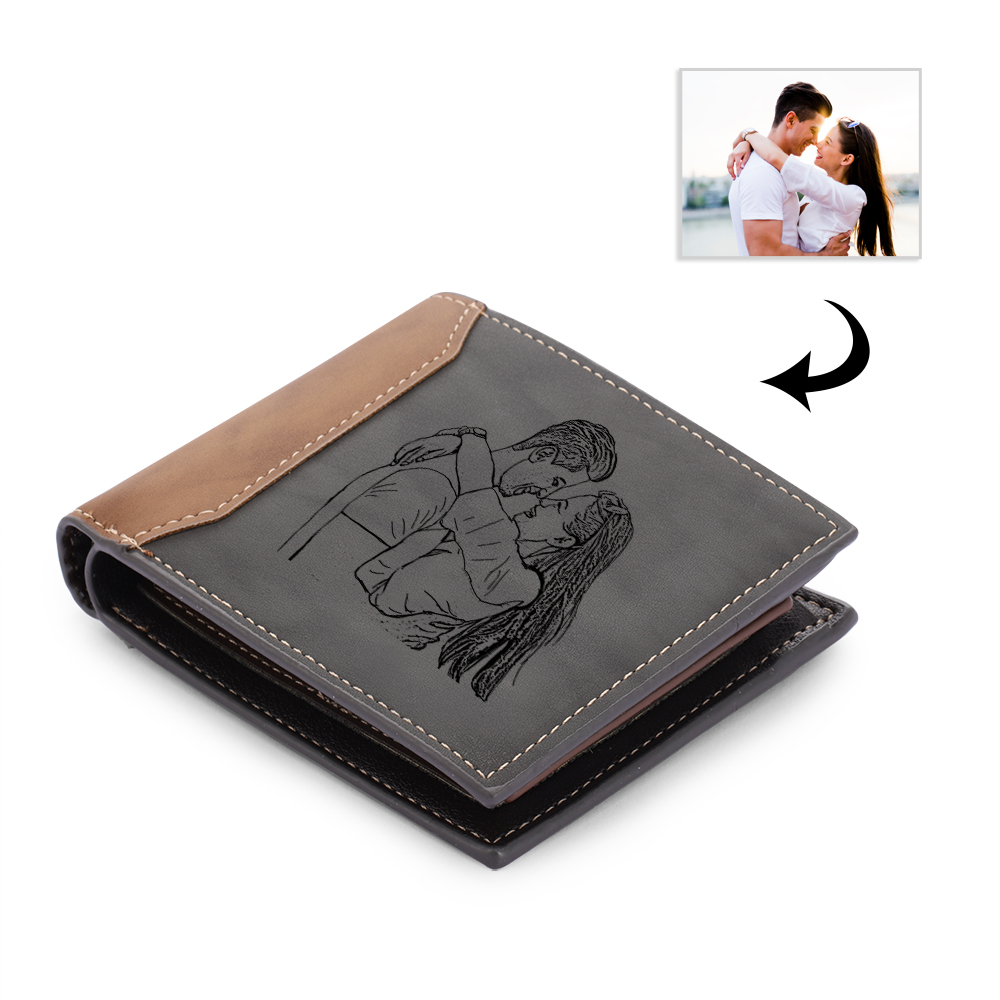 Portefeuille 1 Prénom Personnalisé avec Photo et Lettre Homme Porte-Monnaie Carte | Jessemade