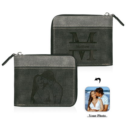 Portefeuille Classique 1 Prénom et Lettre Personnalisés avec Photo Porte-Monnaie Carte